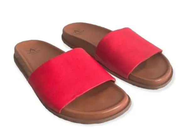 Aquatalia Slide Sandals Leather Red, Size 6 NEW