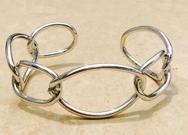 Silver Tone Open Link Cuff Bangle Bracelet