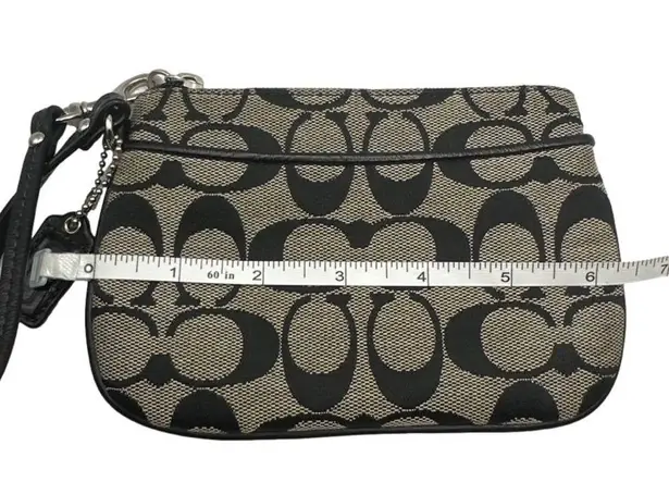 Coach  Black and Gray Signature Canvas Wristlet