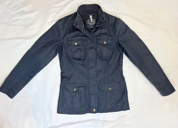 Pacific&Co Vintage 90s Denim . Spanish-Designed Bomber Cargo Utility Jacket - Navy - M