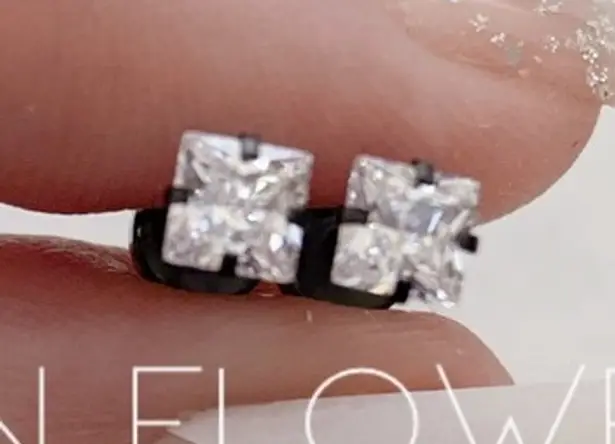 Tiny Black Square CZ Flat Back Earrings