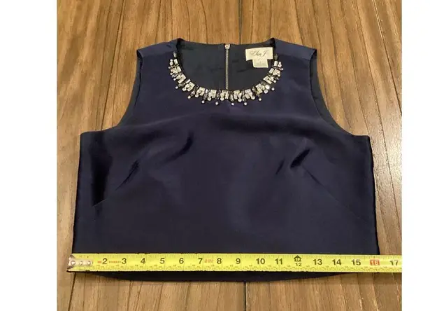 Eliza J mettalic stripe jacquard Embellished faille Rhinestone top & skirt set 6