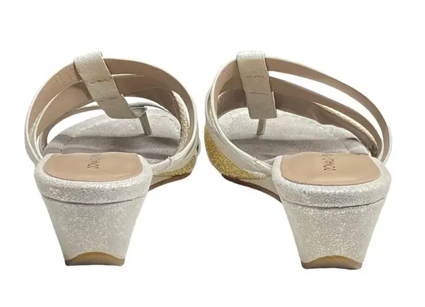 Donald Pliner Donald J Pliner ᪥ Dara Mesh Wedge Leather Sandals ᪥ Silver Gold Metallic ᪥ 8.5M