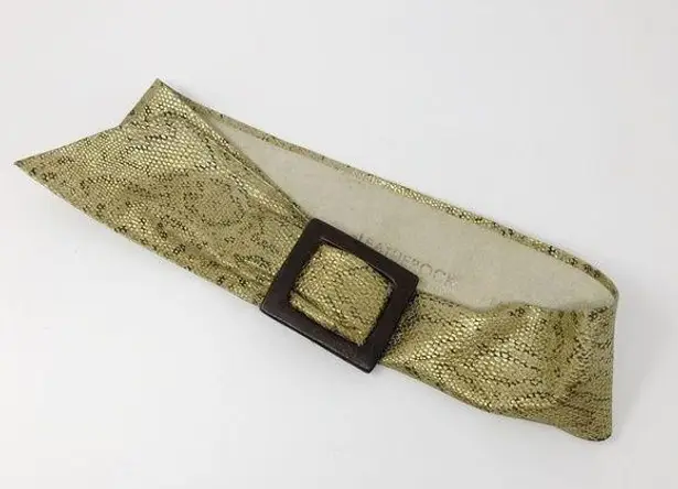 Leatherock 90s Python metallic gold leather embossed metallic wide wrap belt M