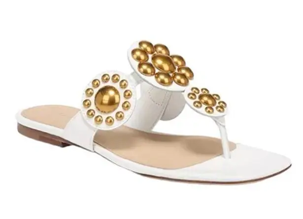 Veronica Beard - Minari Slip On T Strap Embellished Slide Sandals Sz 8