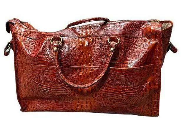 Brahmin Vintage Red Extra Large Weekender Duffle Bag Crossbody