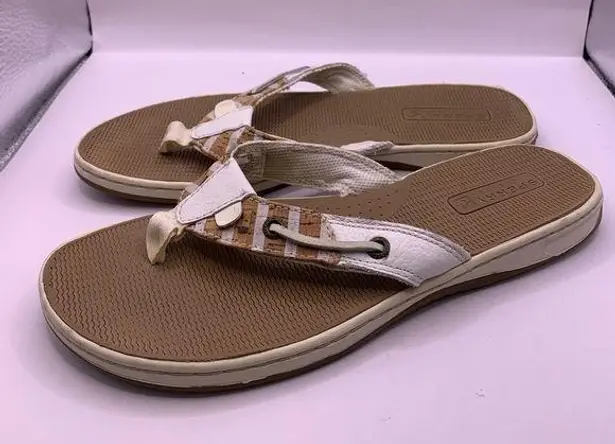 Sperry  Top-Siders Beige Leather FlipFlop Sandals 9.5M PreOwned