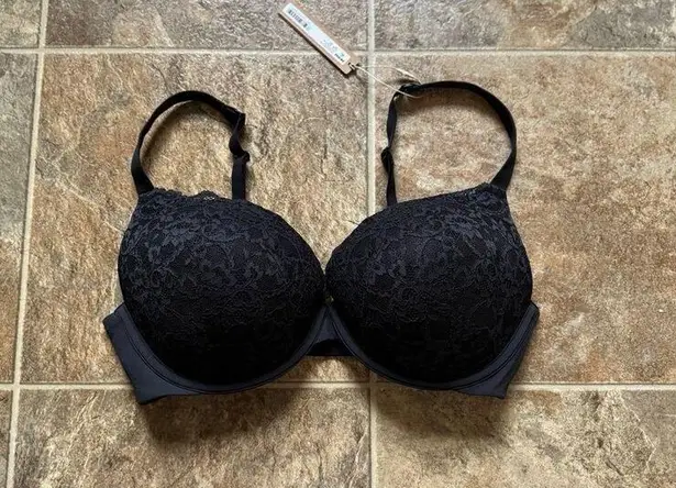 SKIMS Fits Everybody Lace Pushup Demi Bra Onyx Size 36DD