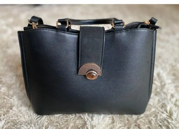 Luella Grey London Structured Tote Modern Gold Accent Old Money Quiet Luxury Black