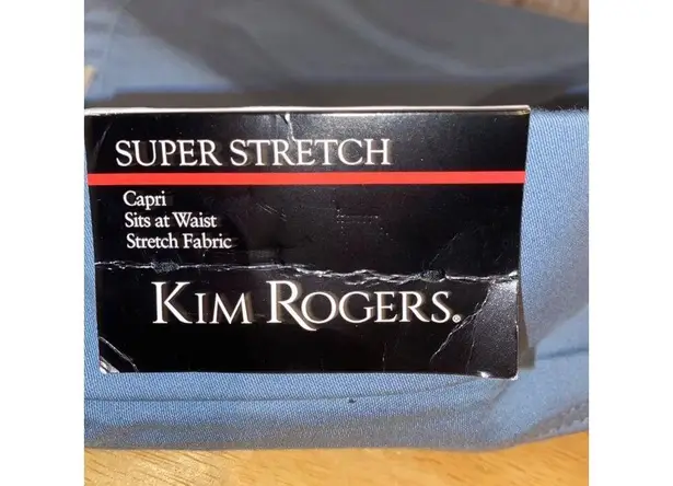 kim rogers Women's  Super Stretch Capris Pants Cropped Size 14 Light Blue Pull On