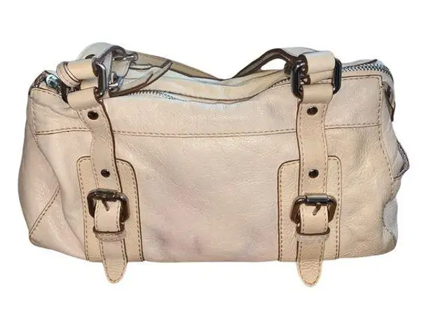 Fossil  Cream Pebbled Leather Satchel Purse Bag