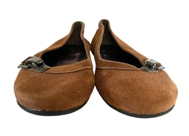 Barbara Bui BUI Brown Suede Leather Buckle Accent Ballet Flats