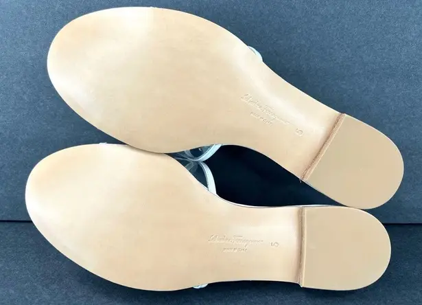 Salvatore Ferragamo Rhodes Pvc Gancini Logo White Leather Flat Sandals Size US 5