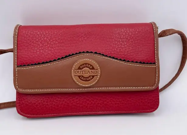 Michael Stevens Rugged Outland Leather Purse Red Brown Crossbody Mini Bag Wallet