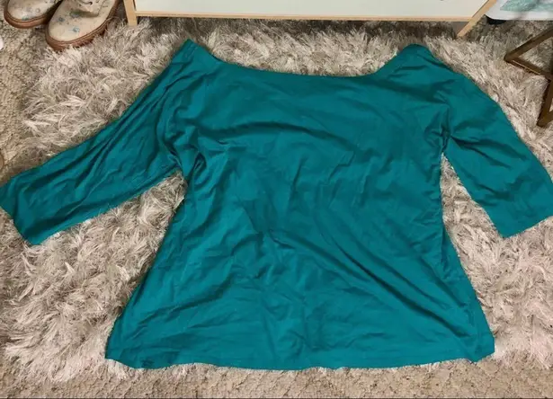 Roaman’s NEW Teal Off-Shoulder Top