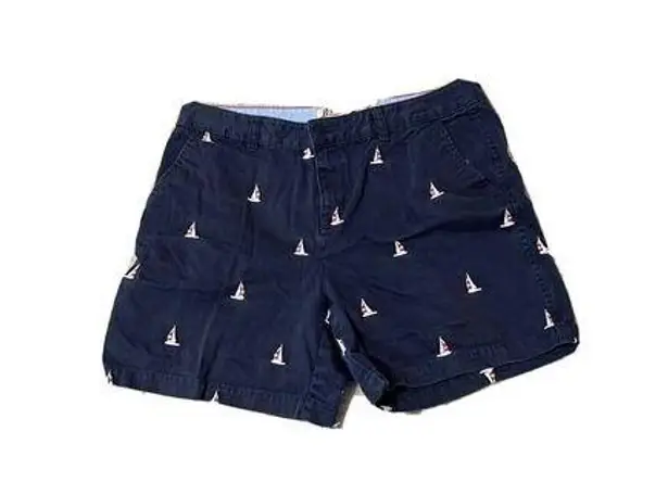 Women’s Bermuda Shorts GH Bass Heritage Collection Size 10 Navy Sailboat Design Blue