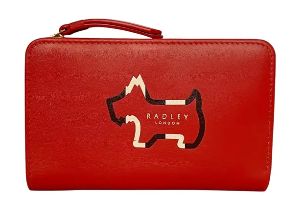 Radley London NWOT Red Leather Shadow Medium Bi-Fold Wallet