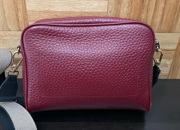 Furla Avril BAPWAVR Burgundy Wine Pebbled Leather Guitar Strap Crossbody Bag