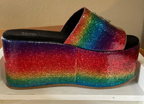 Shane Justin Rainbow Glitter Platform Sandals Shoes Euro Size 35 / US Size 5