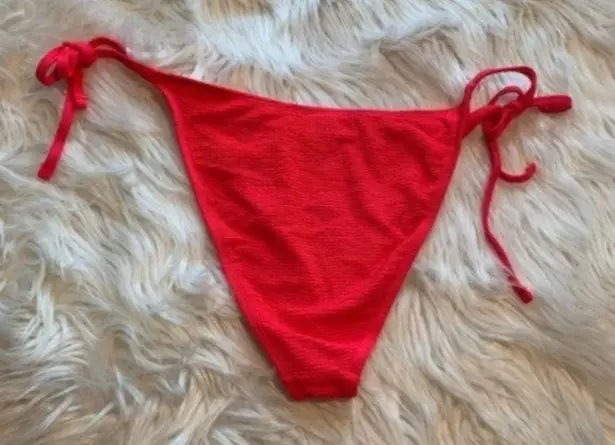 Topshop  Red Crinkle High Rise Tie Bikini Bottoms