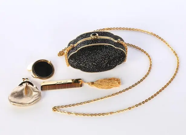 Judith Leiber Black Swarovski Crystal Embellished Cloud Shaped Evening Bag