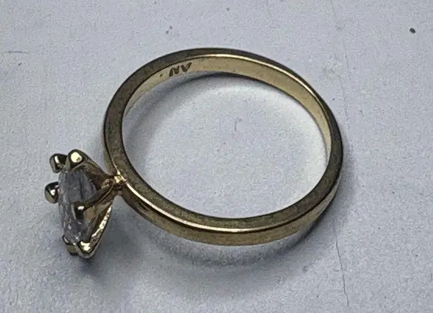 Vtg NV Nevada Silver Mines Gold Tone Marquise CZ Ring size 7