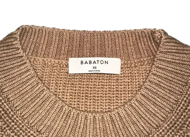 Babaton Aritzia Grazia Merino Wool Tan Crew Neck Knit Sweater XS