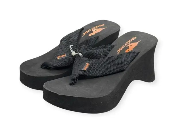 Rocket Dog Y2K: OG new ❤︎︎ Sculptural Platform Thong Flip Flops Sandals ❤︎︎ Blk