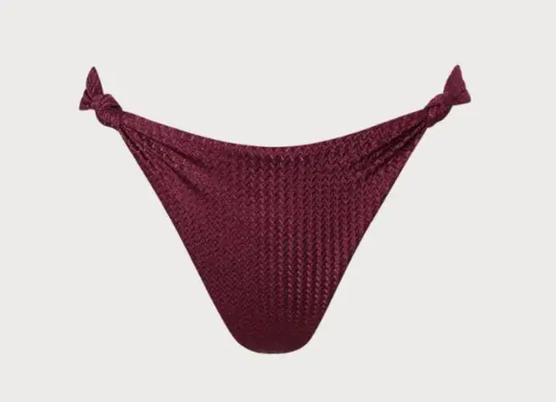 Berlook Burgundy Jacquard Knot Bikini Bottom 70 Red