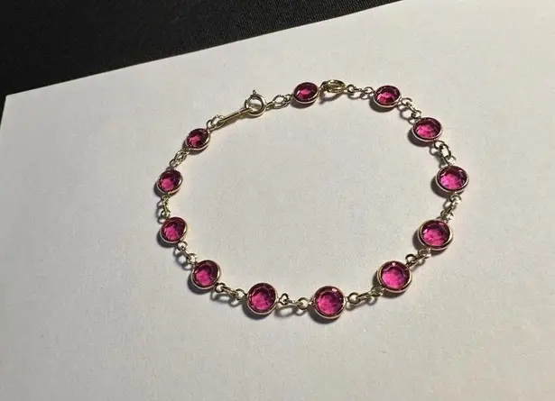 Swavorski Women’s Swarovski Crystal Gold Tone Pink Tennis Bracelet With Extension