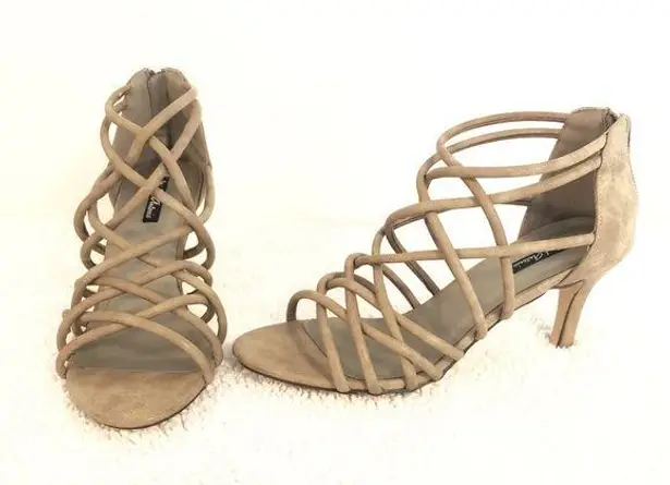 Michael Antonio š strappy sandals open toe sexy heels sz 9 tan