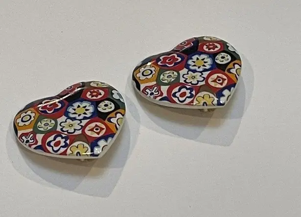Large Statement Ceramic Multi Color Heart Print Clip