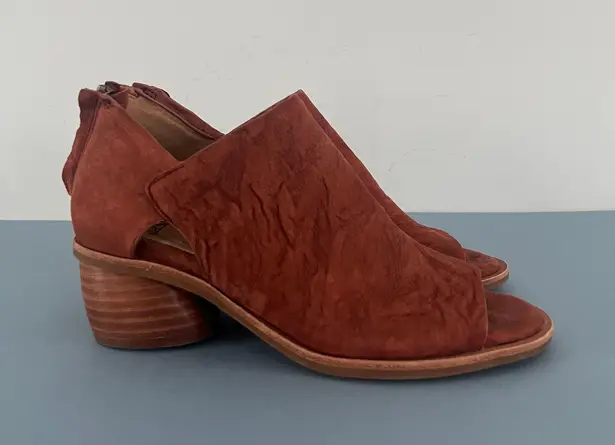 Sofft Carleigh Brick Leather Peep Toe Cutout Sandal Booties Brown Size 6