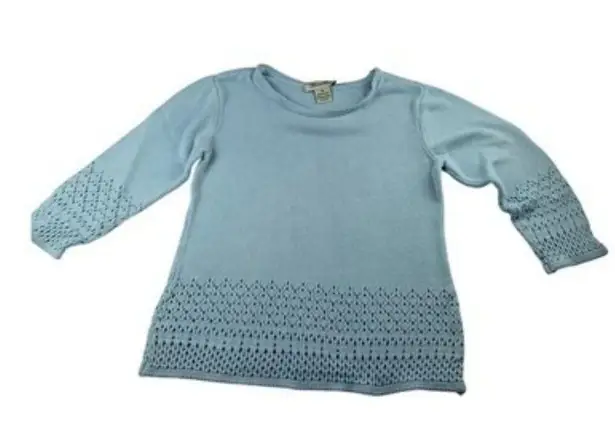 Brittany Black Light Blue Cotton Knit Sweater Womens M Size M