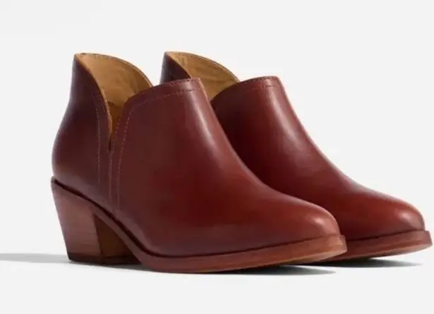 Nisolo Mia Everyday Leather Ankle Booties | size 5 | Auburn Brown