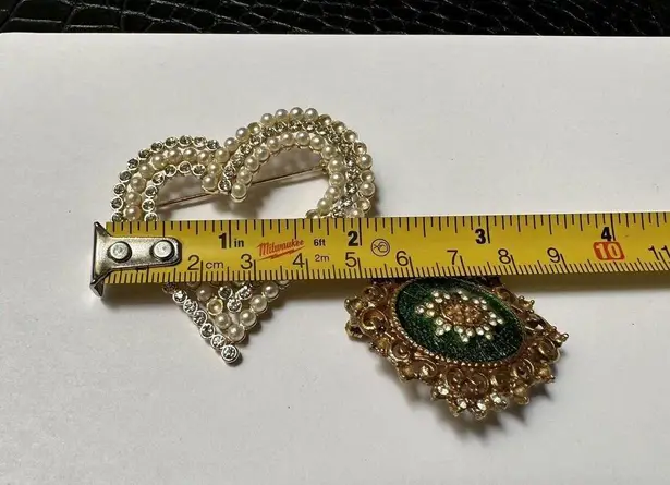 Monet Lot Of 2 Signed Rhinestone Brooch Pins  / Vintage Coro - Missing Stones