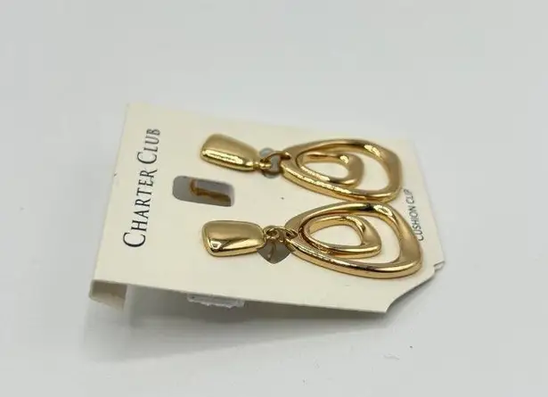 Charter Club  Organic Orbital Drop Clip-On Earrings in Gold MSRP $25 NWT