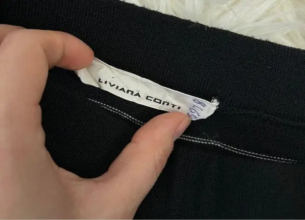 LIVIANA CONTI Pants Size XS Quiet Luxury Knit Wide Leg Cropped Wool Black Italy