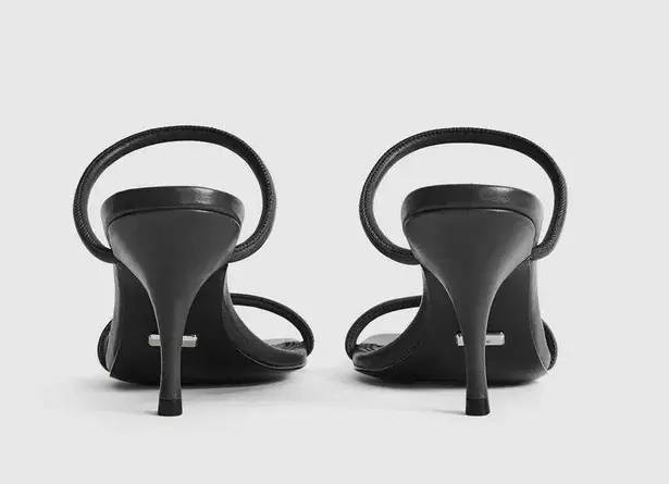 Reiss NEW Magda Leather Strappy Heeled Sandals Black 7.5