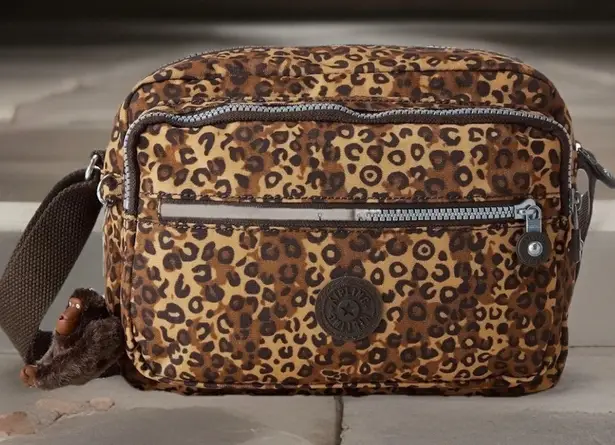 Kipling Damen Deena Leopard Crossbody Satchel Shoulder Bag EUC Animal Print