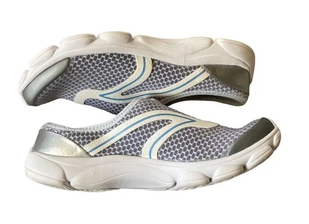 Easy Spirit e360 lace-free slip on shoes light grey and white womens 7 1/2 wide