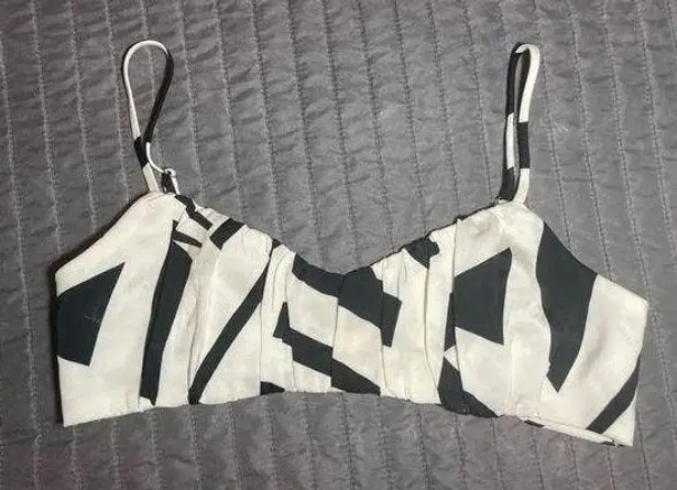 American Threads  Black/Cream Geometric Print Bralette style top Size S - Image 1