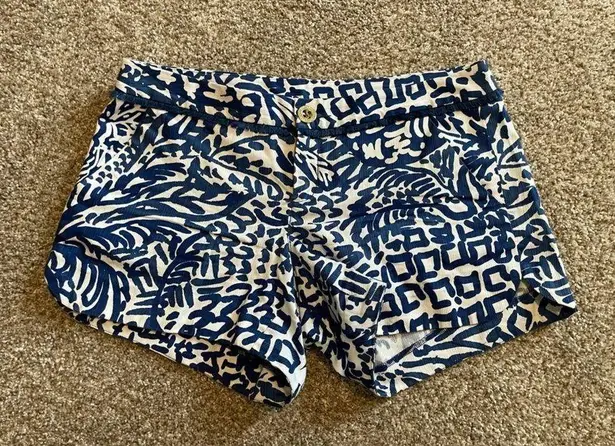 Lilly Pulitzer  indigo women’s shorts size 0 with pockets and frey design - Image 1