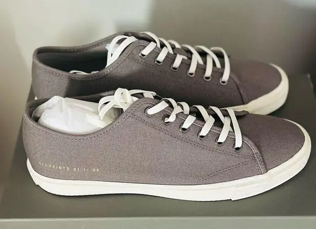 ALL SAINTS Theo Canvas Sneaker Tennis Shoe, Charcoal Gray, Size 10, NWT