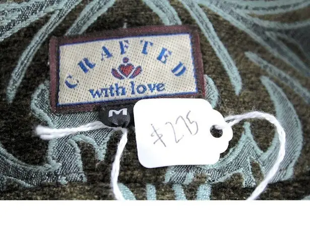 Handmade Retro Womens Artisan Made Coat Verdigris & Olive Brocade ONLY ONE S-M $275 MSRP