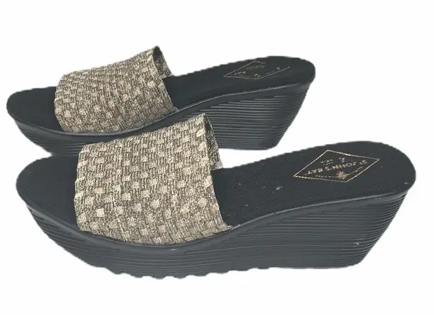 st. john's bay  Woven Sandals, Gold, Black, 8