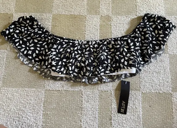 Apt. 9  Black and White Floral Off-Shoulder bikini Top thumbnail 1