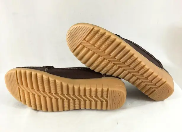 Womens Loafers Slip On Faux Leather Floral US 8.5 Brown