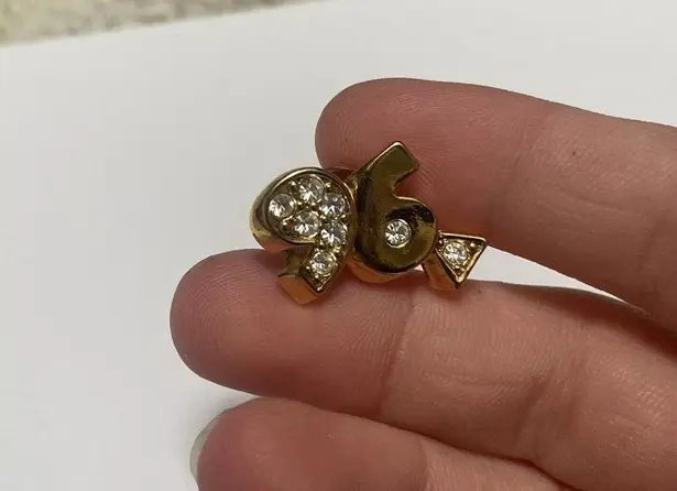 Avon Gold Tone Tack Lapel Pin Rhinestone