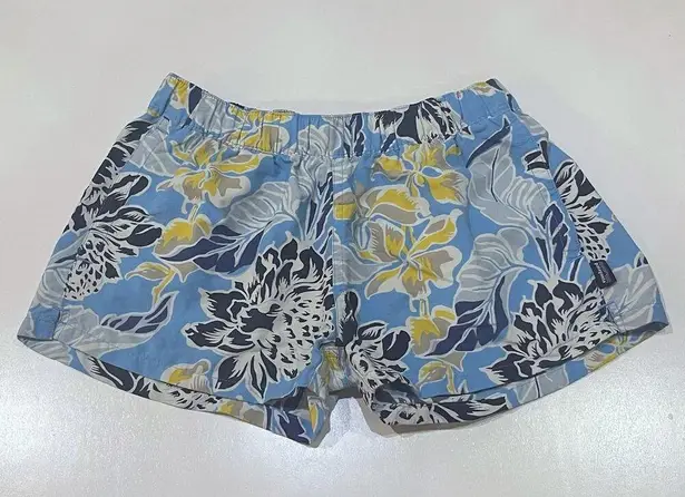 Patagonia  XS Barely Baggies Shorts Swim Blue Hawaiian Floral Pockets Surf Sports